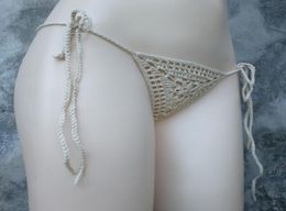 custom made Handmade Crochet Very Sexy Crotchless Open beach Crotch Tstring Panties Crochet Lingerie triangle crochet underwear3606513