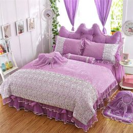 Bedding Sets Jacquard Set 4/6Pieces Cotton Princess Style High Quality Duvet Cover Bedskirt Pillowcase Quilt