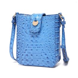 Shoulder Bags 2024 European And American Retro Crossbody Mobile Phone Handbag Wallet Brahman Crocodile Pattern Bolsas Para Mujeres