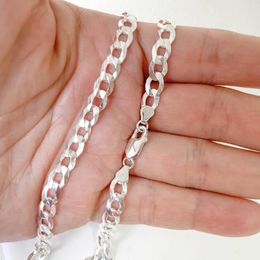 Pendants 6mm 50cm-60cm Bright Silver Real 925 Sterling Cuban Curb Chain Necklace Women Men Jewellery Kolye Collier Hip Hop Ketting