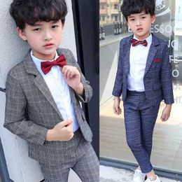 Suits Kids Purple Blazer+Pants 2PCS Set Boys Photography Suit Childrens Formal Tuxedo Dress Baby Boys Party Ceremony Piano Costume Y240516