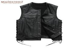 Men Leather Vest 100 Cowhide Motorcycle Vest Biker Leather Vests Moto Leather Waistcoat Asian Size M5XL M435 2011262060414