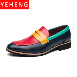 Dress Shoes Mens Leather England Fashion Flat Man Business Office Oxford Multi Color Banquet Wedding Loafers Men