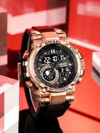 Wristwatches SMAEL 8093 Sport Watch Waterproof 5Bar Dual Time Men's Watches Resistant Alarm Clock Men