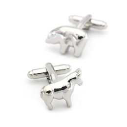 Cuff Links Wholesale and retail of high-quality brass material for mens animal cufflinks silver fashionable bull and bear market cufflinks