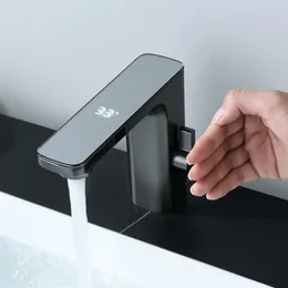 Bathroom Sink Faucets Smart Sensor Basin Faucet Digital Display Screen Cold Water Mixer Tap Deck Mouted Washbasin Kitchen