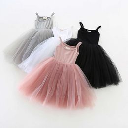 Summer Sleeveless 3 4 7 8 Years Kids Casual Tutu Dresses Outfits Children Lace Mesh Birthday Party Dress for Girls L2405