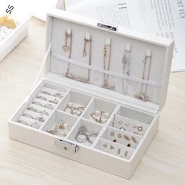 Jewellery Pouches Leather Lock Storage Box Single-layer Multi-cell Ring Earrings Necklace Anti-dust Carrying Case Fashion Light Luxury