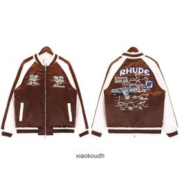 Jaquetas de designer de ponta rhude para moda bordada com casaco de beisebol com jaqueta para outono e inverno com rótulos originais 1: 1