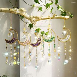 Decorative Figurines Crystals Suncatcher Hanging Moon Pendant Sun Catcher With Chain Home Window Garden Decoration For Christmas Birthday