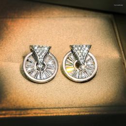 Stud Earrings 2024 Cute Trend S925 Silver Colour Or Women With Bling Zircon Stone Fashion Engagement Christmas Gift Jewellery