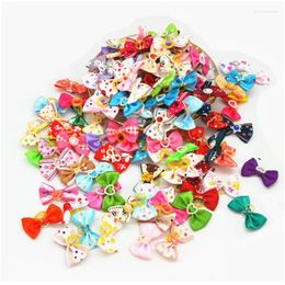 Dog Apparel 100pcs Small Bows Mix Styles Ribbon Hair Cat Grooming Rubber Bands Pet Accessories