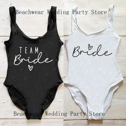 Women's Swimwear Women Bachelorette Party Team Bride One-Piece Swimsuit Squad Gold Print Summer Beachwear Bathing Suit S-3XL