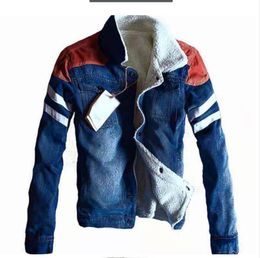 winter thicken denim jacket male lambskin youth winter dress men student warm denim coat tide outwear M3XL1123512