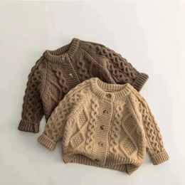 Cardigan Fashion Baby Girl Boy Knit Cardigan Infant Toddler Child Sweater Autumn Winter Spring Knitwear Coat Clothes 12M7Y 240306