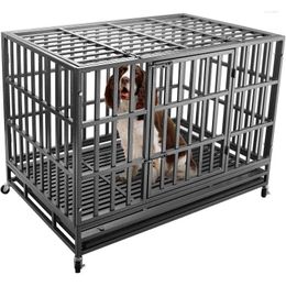 Dog Apparel Confote 47Inch Heavy Duty Kennel Strong Metal Cage Pet Crate For Medium And Large Dogs With Four Lockable Wheels