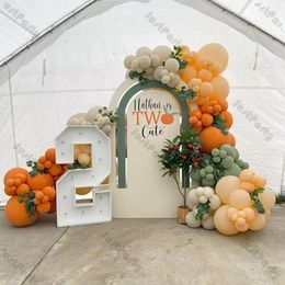 Party Decoration 150pcs Autumn Balloons Garland Orange Green Beige Cream Peach Balloon Arch Fall Wedding Bride Baby Shower Birthday