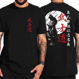 Japan Samurai Spirit T Shirts For Men Japanese Style Back Print Loose Oversized 100% Cotton Tops T-shirt Bushido Male Gifts Tee 240517