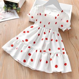 Cute Baby Girls Dress Polka Dot Print Puff Sleeve Knee Length A-Line Holiday Summer Sundress Children Vestido Fit For 2-7Years L2405