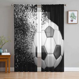 Window Treatments# Soccer Balls Football Design Tulle Curtains for Living Room Drapes Window Sheer Modern Curtains for Bedroom Decor Y240517