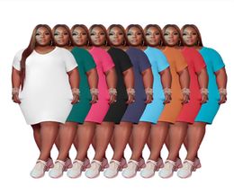 Woman Plus Size Dresses 4XL XL Summer Clothing Casual Solid Color Knee-length White Dress V-neck Mini Skirts 4347735528