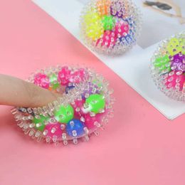 10PCS Decompression Toy SALE Novelty Funny Ball Gadgets Sensory Toys Squeeze Seven-color Beads TPR Grape Ball Children Decompression Toys