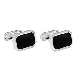 Cuff Links Classic black mens cufflinks simple style square enamel sleeves buttons high-end alloy formal dress shirt cufflinks