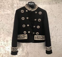 2020 Fashion Winter Women Black Jackets Coats Runway Vintage Double Breasted Embroidery Lady Jacket Overcoat Clothes7803029