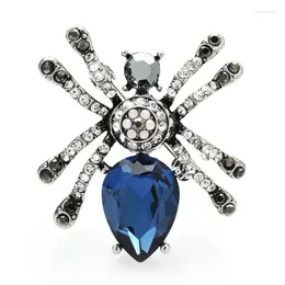 Brooches Wuli&baby Rhinestone Spider For Women Unisex Blue Insects Party Office Brooch Pins