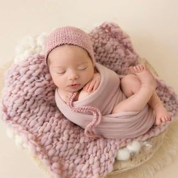 Article Props Wool Photography Newborn Blanket Baby Accessories For Knitted Wrap Shooting Outfit Session Months Birth Clothes L240517