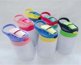 12oz 350ml Sublimation Sippy Cup Stainless Steel Child Water Bottle With Straw Lid Portable Student Drinking Tumbler Mug SEASHIPPI5723309