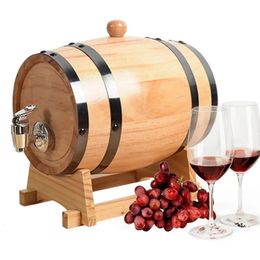 1L Wood Wine Barrel Vintage Oak Home Brewing Accessory Wine Keg Large Capacity Storage Container Tequila Wine Whiskey Dispenser 240517