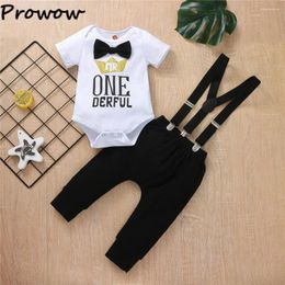 Clothing Sets 1 Year Birthday Boys Outfits Short Sleeve Bowtie Crown Romper And Suspender Pants Baby Clothes Cake Smash Outfit
