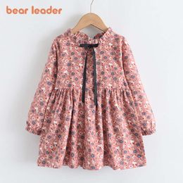 Urso Líder Novo Autumn Girls Spring Kids Dress Dress Casual Florais Trajes infantil Criando Flores de Flores de 2-8 anos L2405