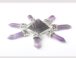 Pendant Necklaces Natural Rose Pink Quartz Clear Crystal Amethysts 7 Chakra Hexagon Prism Magic Wand Energy Tower Reiki Pendulum H4411254