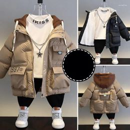Down Coat Children Winter Warm Thicken Plus Velvet Jacket Teen Hooded Kids Parka Outerwear Boys Clothing Casual Clothes 2-14 Years