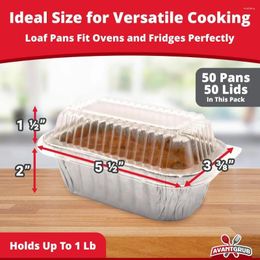 Plates Chef-Grade Thick 6x4in Tin Loaf Pans W/Lids 50 Pk. Disposable Bakeable 1Lb Aluminium Foil Pan For Baking