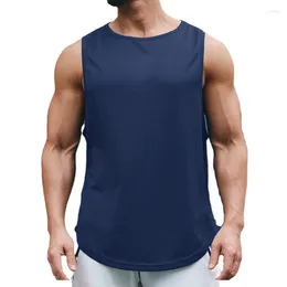 Men's Tank Tops Plain Fashion Mens Gym O-Neck Mesh Loose Fitness Sleeveless T-shirt Quick Dry Bodybuilding Sports Muscle Vest