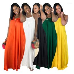 Casual Dresses Ladies Lazy Summer Holiday Dress Solid Colour Strapless Backless Loose A-line