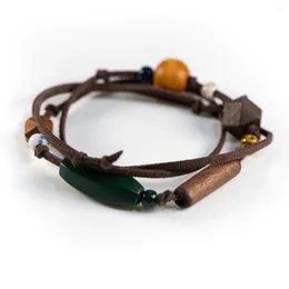 Charm Bracelets Adjustable Ceramic & Wooden Beads Bracelet Vintage Velvet Cord Handmade Accessory