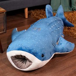 1pc 55cm Cartoon Simulation Blue Whale Plush Toy Stuffed Soft Creative Animal Whale KUN Dolls Cushion for Children Birthday Gift 240516