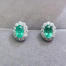 Stud Earrings Natural Real Green Emerald Earring Small Oval Style 0.55ct 2pc Gemstone 925 Sterling Silver Fine Jewellery L24584