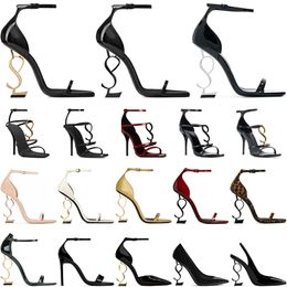 With Box Women Luxury Dress Shoes Designer High Heels Patent Leather Gold Tone Triple Black Nuede Red Womens Lady Heel Fashion Sandals Party Wedding Office Sandal