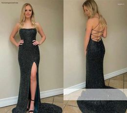 Party Dresses Sequined Evening 2024 Black Backless Strapless Holiday Wear Formal Prom Gowns Custom Made Plus Size
