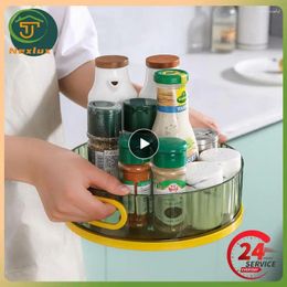 Kitchen Storage Degree Rotating Spice Rack Seasoning Box Holder Tray For Cabinet Drawer Counter Shelf With Portable Handle