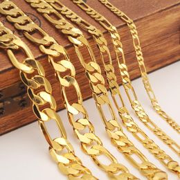 Gold Filled Solid Necklace Curb Figaro Chains Bracelet Link Men Choker Male Female Accessories Fashion Party Gifts Chokers 279l