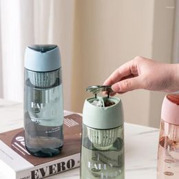 Water Bottles Portable Anti-drop High Temperature Resistant With Tea Compartment Bin Bottle Summer Simple Student Plastic Cups