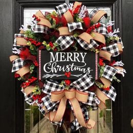 Decorative Flowers PVC Artificial Christmas Wreath With Red Berries And Balls. Front Door Year Round