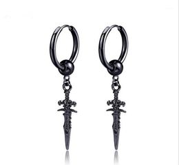 Stud Retro Black Cool Sword Earrings Piercings For Women & Men Personality Non Piercing Fake Punk Jewelry15257790