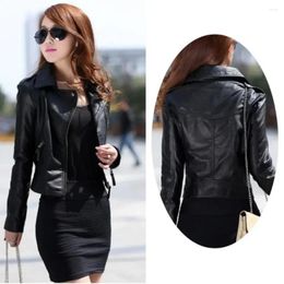 Women's Leather Spring Autumn Women Coat Motorcycle Zipper Collar Biker Jacket Ladies Fashion Punk Outwear Streetwear